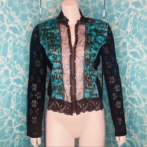 COPY - NWOT Lace Zip Sequin Patchwork shirt-jac style like Free People Hale Bob
